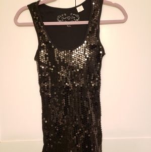 Black Sequin Tank Top Sz Medium